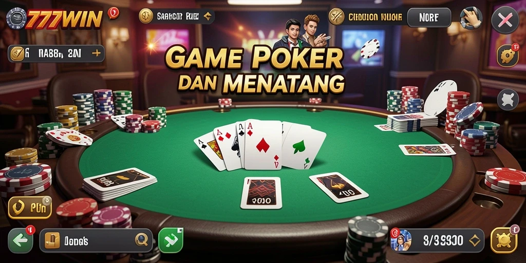 Tampilan gameplay poker yang seru dalam 777WIN.