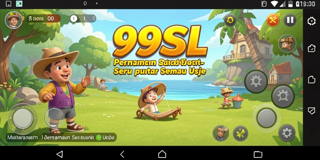 Tampilan gameplay menyenangkan dari 99SL yang ceria dan penuh warna.