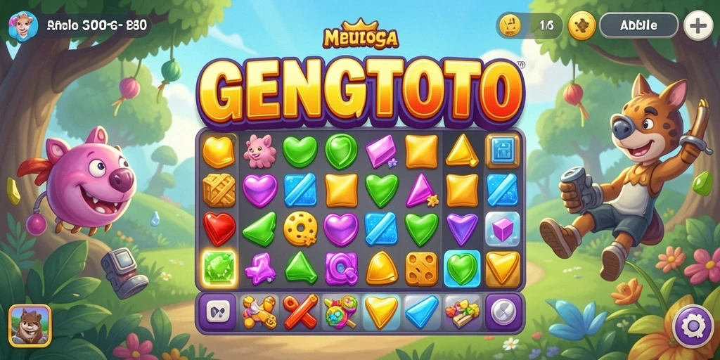 Tampilan gameplay seru GENGTOTO dengan elemen match-3 yang menarik.